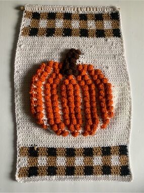 Crocheted Pumpkin Wall Tapestry